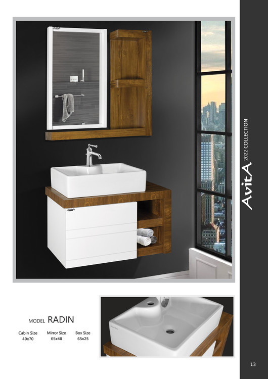 فول ست روشویی و کابین و آینه باکس آویتا مدل رادین سفید چوب Avita Radin