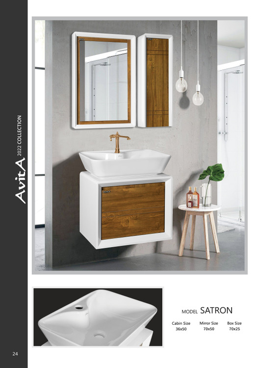 فول ست روشویی و کابین و آینه باکس آویتا مدل ساترون سفید چوب Avita Satron