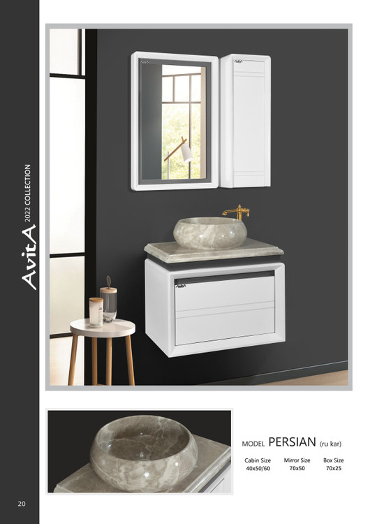 فول ست روشویی و کابین و آینه باکس آویتا مدل پرشین روکار Avita Persian