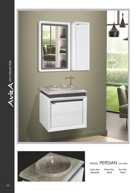 فول ست روشویی و کابین و آینه باکس آویتا مدل پرشین توکارAvita Persian
